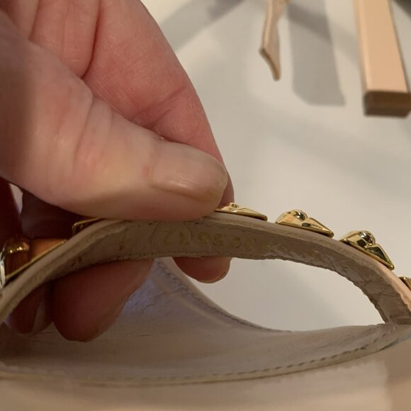 Stuart Weitzman High heel nude blush gold stud accents womens shoes - Picture 16 of 16